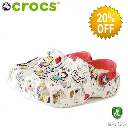 【SALE 20%OFF】 crocs クロックス ピーナッツ クラシック クロッグ トドラー TODDLERS' PEANUTS CLASSIC CLOG（リトルキッズ）20863194s ホワイト／マルチ「靴」