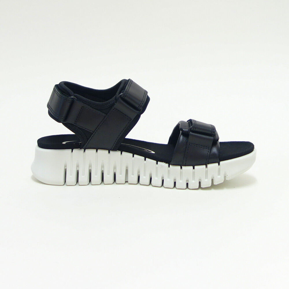 エコーECCOGruuvSolWOMEN'SSANDALブラック21310301001（レディース）中厚底フラットコンフォートサンダル快適な履き心地のレザーシューズコンフォートシューズ「靴」