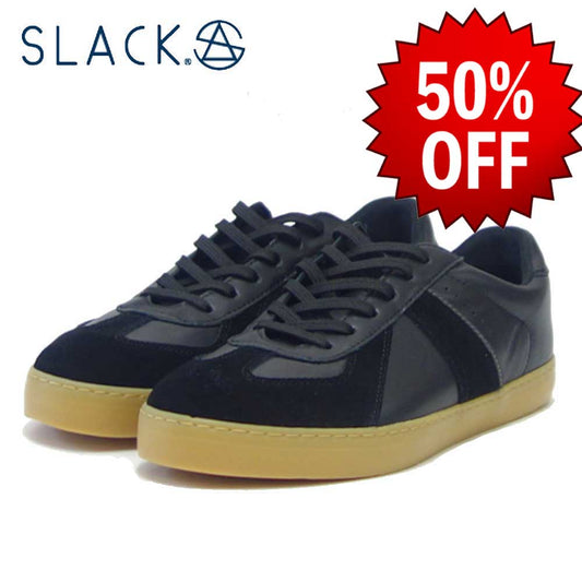 【SALE 50%OFF】 スラック SLACK SL 2165 009（メンズ）VOLF（ヴォルフ） カラー：ブラック／ガム 天然皮革 ローカットスニーカー バルカナイズ製法  「靴」