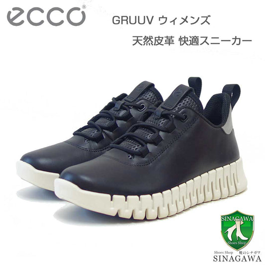 エコーECCOGRUUVFLEXIBLESOLEWOMEN'SSNEAKERSブラック21820360719（レディース）快適な履き心地のレザースニーカーレースアップウォーキングシューズ旅行「靴」