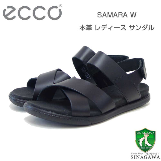 エコーECCOSAMARAWOMEN'SSANDALブラック22010301001（レディース）フラットコンフォートサンダル快適な履き心地のレザーシューズコンフォートシューズ「靴」