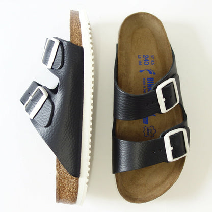 【SALE 30%OFF】 ビルケンシュトック BIRKENSTOCK ARIZONA SL（アリゾナ ソフトフットベッド SL）幅広（レギュラーフィット）  230154 ブラック（ナチュラルレザー）ソフトクッション内蔵 （メンズ サンダル）「正規輸入品」 「靴」