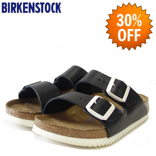 【SALE 30%OFF】 ビルケンシュトック BIRKENSTOCK ARIZONA SL（アリゾナ ソフトフットベッド SL）幅広（レギュラーフィット）  230154 ブラック（ナチュラルレザー）ソフトクッション内蔵 （メンズ サンダル）「正規輸入品」 「靴」