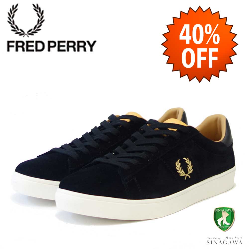 【SALE 40%OFF】 FRED PERRY フレッドペリー  B2322102（ユニセックス）SPENCER SUEDE （スペンサー スエード） カラー：BLACK/METALLIC GOLD 天然皮革 ローカット スニーカー  「靴」