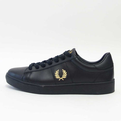 【SALE 30%OFF】 FRED PERRY フレッドペリー  B 2333 102（ユニセックス）SPENCER LEATHER （スペンサー レザー） カラー：Black / Metallic Gold 天然皮革のローカットスニーカー  「靴」