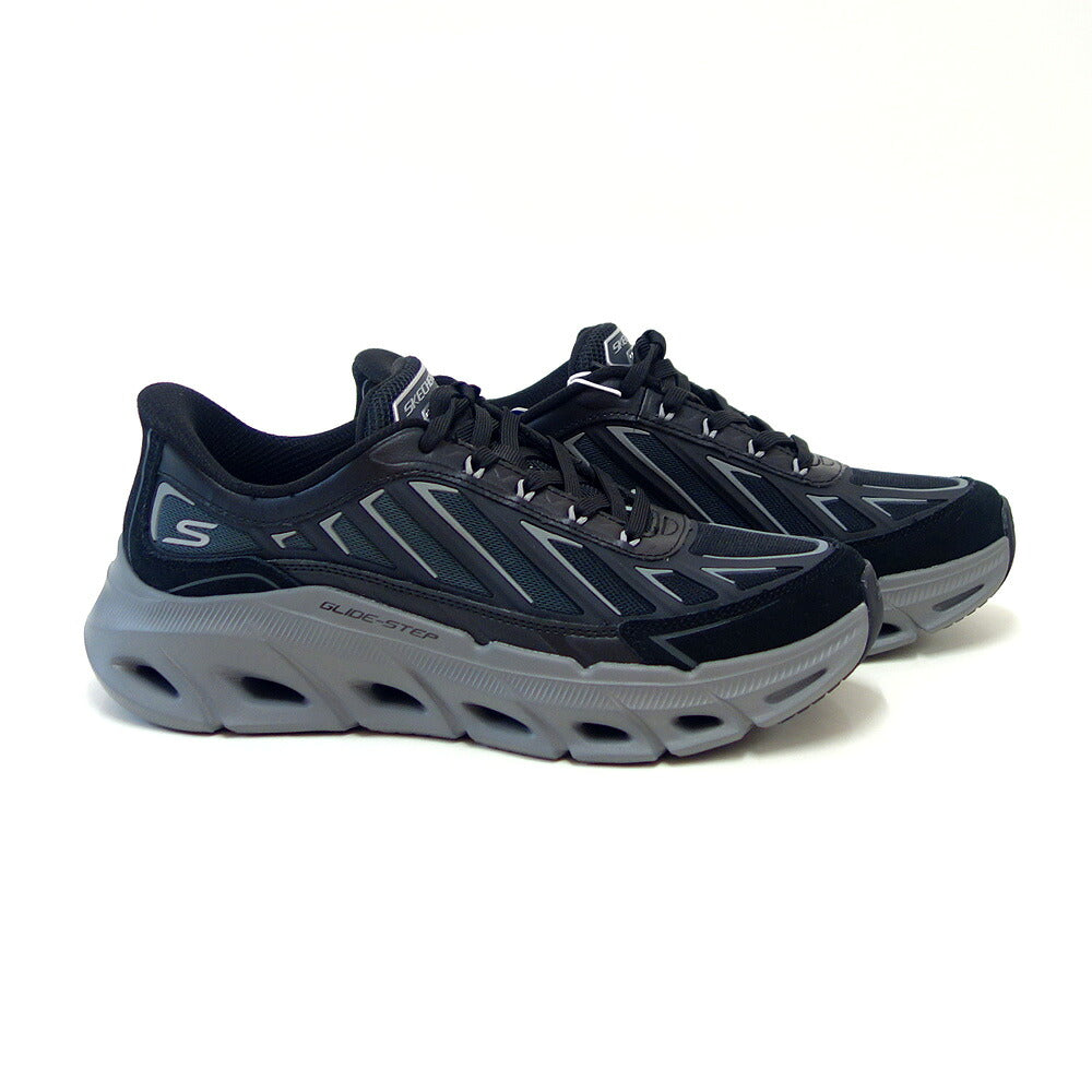 スケッチャーズSKECHERSリラックスドフィットグライドステップ-FATER233421ブラック/チャコール（メンズ）メッシュ人工繊維スニーカーハンズフリー「靴」