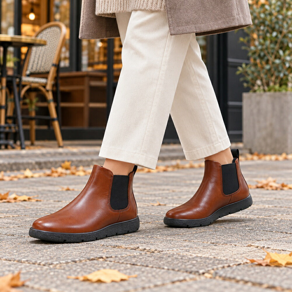 エコーECCO23931301014ブラウン（レディース）BELLA2チェルシーブーツ上質天然皮革サイドゴアブーツ「靴」