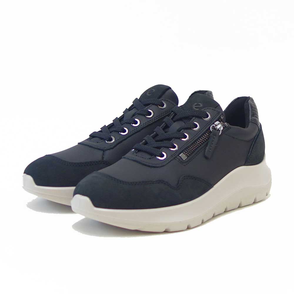 エコーECCOVALERIESIDEZIPSNEAKERブラック23980361771（レディース）レザーサイドジップレースアップコンフォートシューズ「靴」