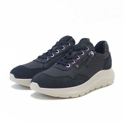 エコーECCOVALERIESIDEZIPSNEAKERブラック23980361771（レディース）レザーサイドジップレースアップコンフォートシューズ「靴」