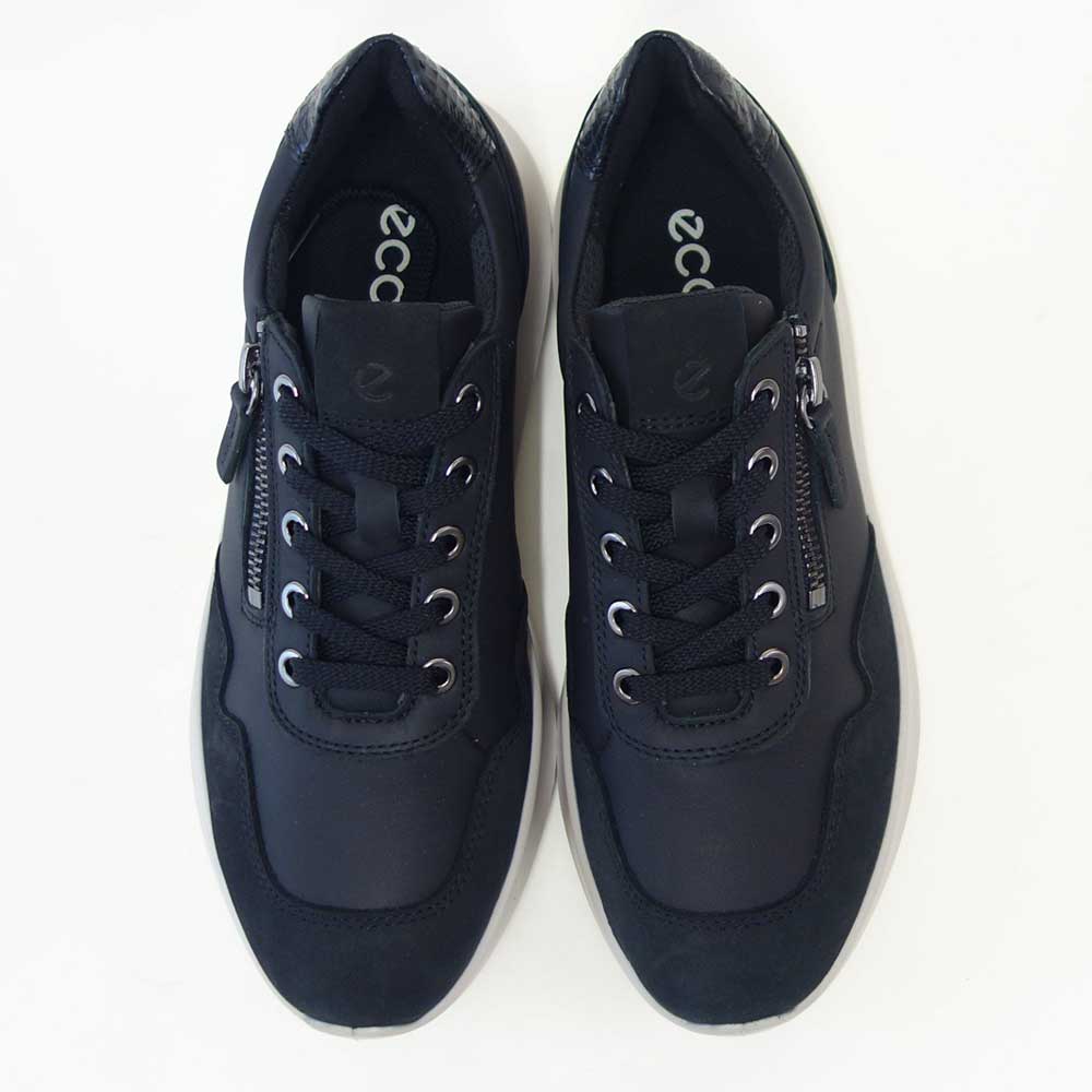 エコーECCOVALERIESIDEZIPSNEAKERブラック23980361771（レディース）レザーサイドジップレースアップコンフォートシューズ「靴」