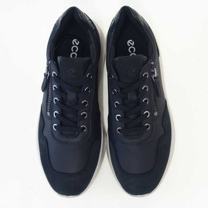 エコーECCOVALERIESIDEZIPSNEAKERブラック23980361771（レディース）レザーサイドジップレースアップコンフォートシューズ「靴」