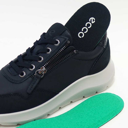 エコーECCOVALERIESIDEZIPSNEAKERブラック23980361771（レディース）レザーサイドジップレースアップコンフォートシューズ「靴」