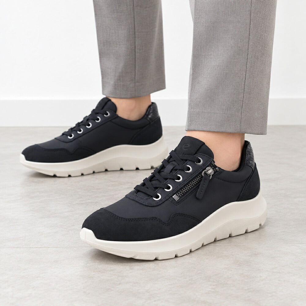 エコーECCOVALERIESIDEZIPSNEAKERブラック23980361771（レディース）レザーサイドジップレースアップコンフォートシューズ「靴」