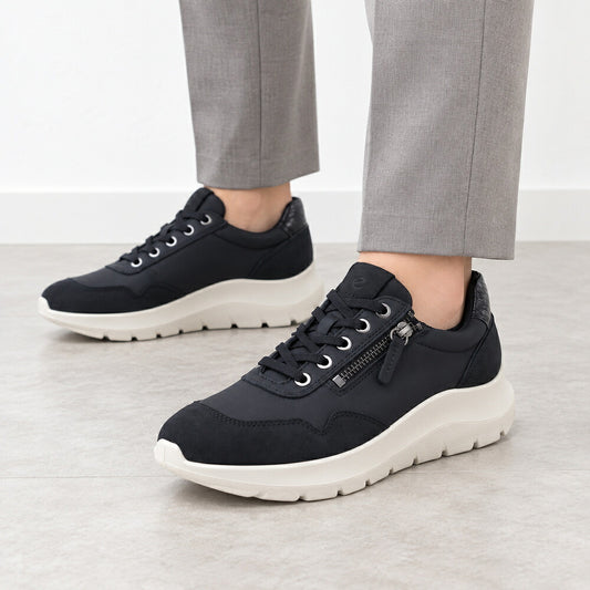エコーECCOVALERIESIDEZIPSNEAKERブラック23980361771（レディース）レザーサイドジップレースアップコンフォートシューズ「靴」