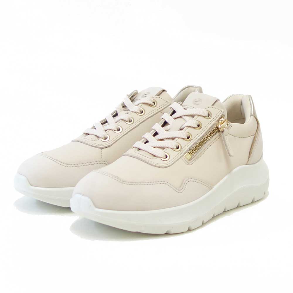 エコーECCOVALERIESIDEZIPSNEAKERベージュ23980361886（レディース）レザーサイドジップレースアップコンフォートシューズ「靴」