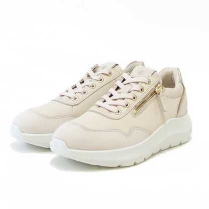 エコーECCOVALERIESIDEZIPSNEAKERベージュ23980361886（レディース）レザーサイドジップレースアップコンフォートシューズ「靴」