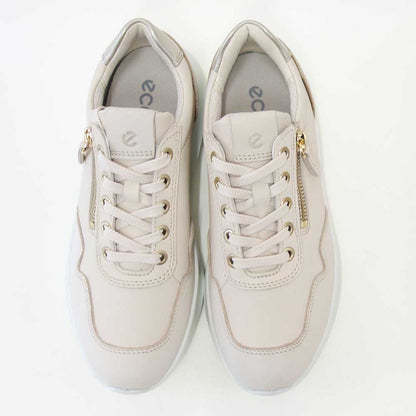 エコーECCOVALERIESIDEZIPSNEAKERベージュ23980361886（レディース）レザーサイドジップレースアップコンフォートシューズ「靴」