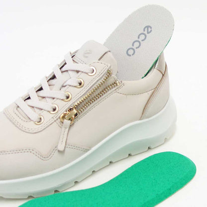 エコーECCOVALERIESIDEZIPSNEAKERベージュ23980361886（レディース）レザーサイドジップレースアップコンフォートシューズ「靴」