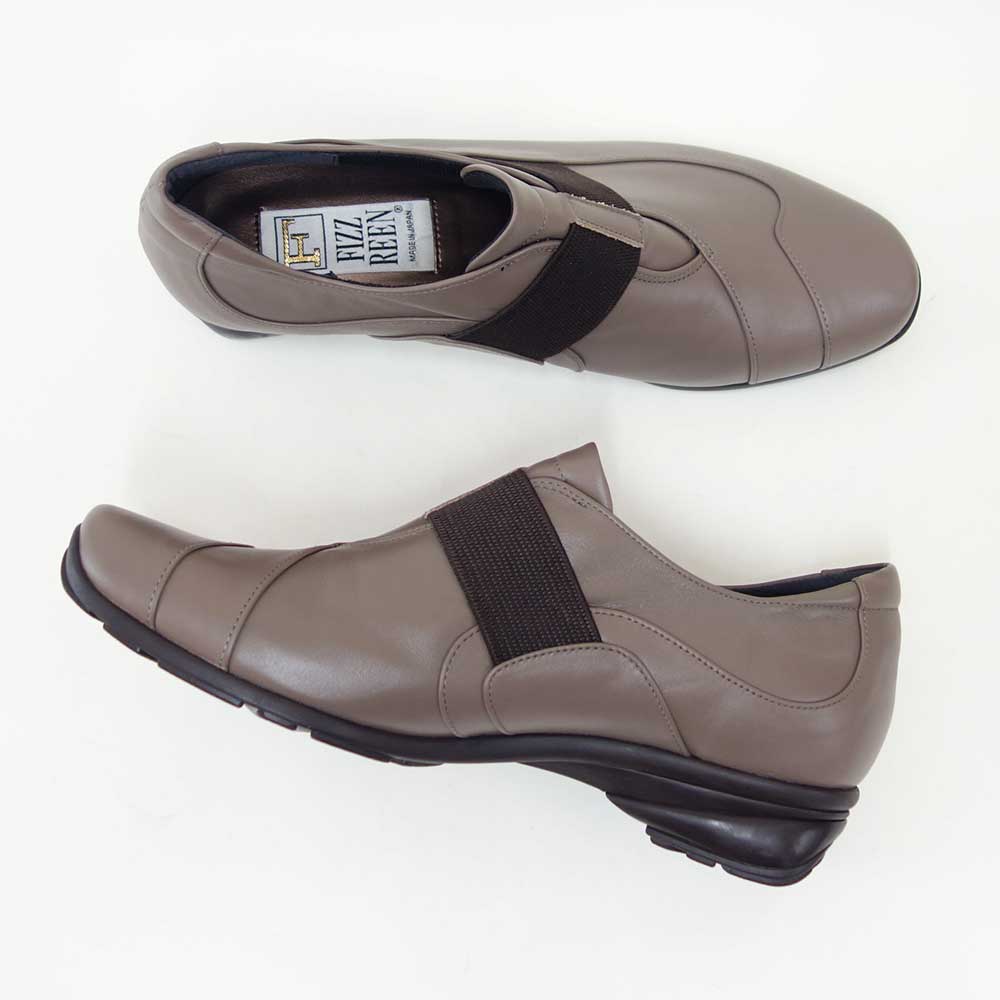 フィズリーンFIZZREEN22-2502チャコール（レディース）EEE(3E)スリッポンウェッジフラットシューズ（日本製）母の日おすすめギフト「靴」