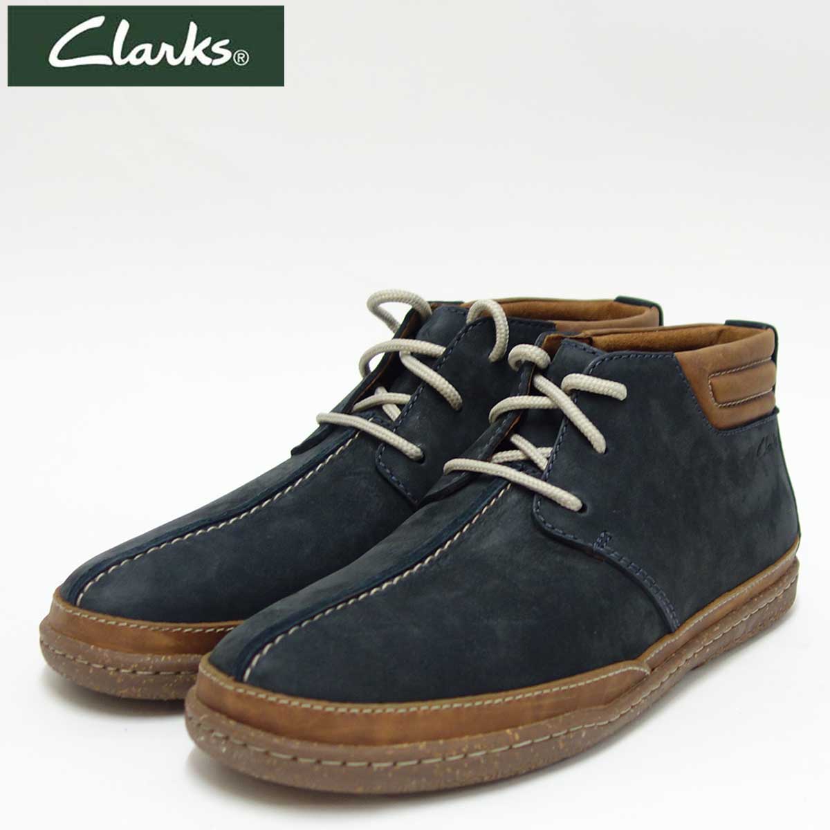 【訳あり商品店内展示品色あせあり】Clarksクラークス（メンズ）TrapellMidトラペルミッド26122271ネイビーヌバック「靴」