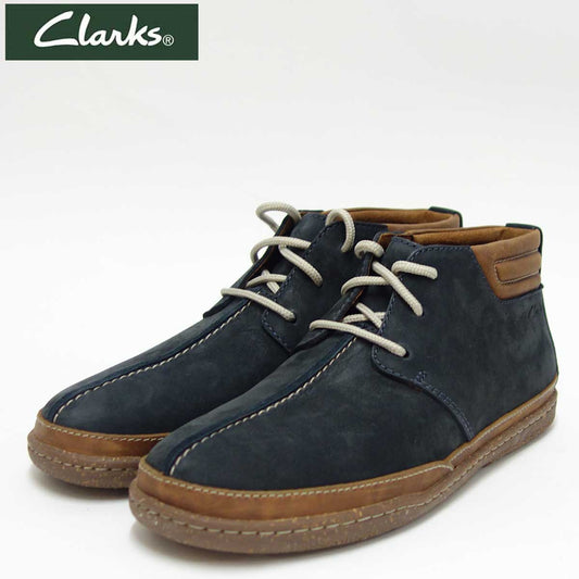 【訳あり商品店内展示品色あせあり】Clarksクラークス（メンズ）TrapellMidトラペルミッド26122271ネイビーヌバック「靴」