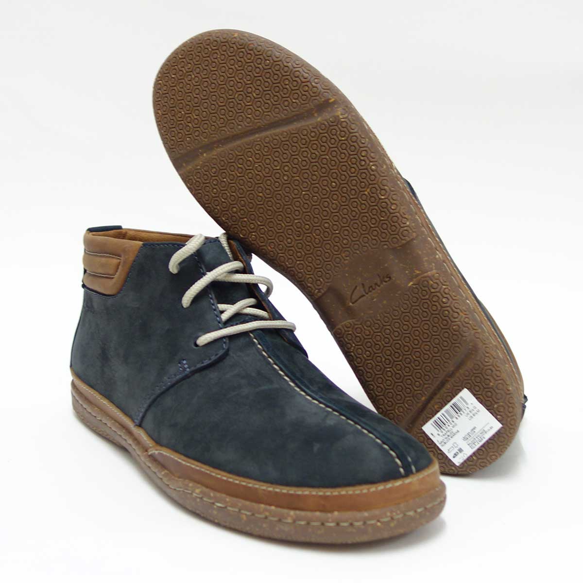 【訳あり商品店内展示品色あせあり】Clarksクラークス（メンズ）TrapellMidトラペルミッド26122271ネイビーヌバック「靴」
