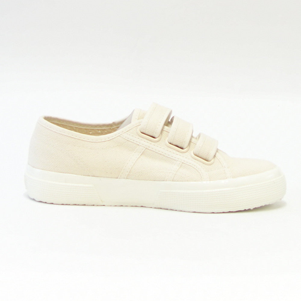 【SALE 30%OFF】 スペルガ SUPERGA 2750-STRAPS SHINY AVORIO（ユニセックス）ベージュ (2s11151wafp)  ナチュラルなキャンバススニーカー  レディース ベルクロ  ストラップ「靴」