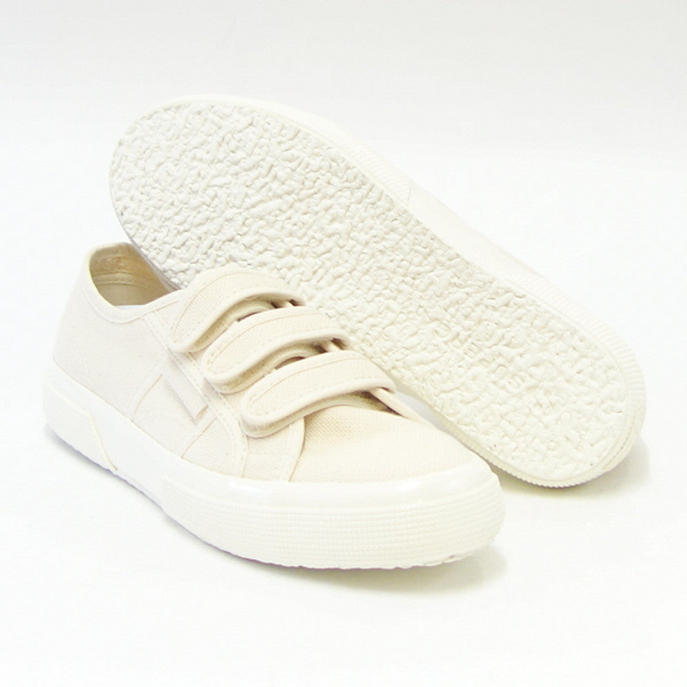 【SALE 30%OFF】 スペルガ SUPERGA 2750-STRAPS SHINY AVORIO（ユニセックス）ベージュ (2s11151wafp)  ナチュラルなキャンバススニーカー  レディース ベルクロ  ストラップ「靴」