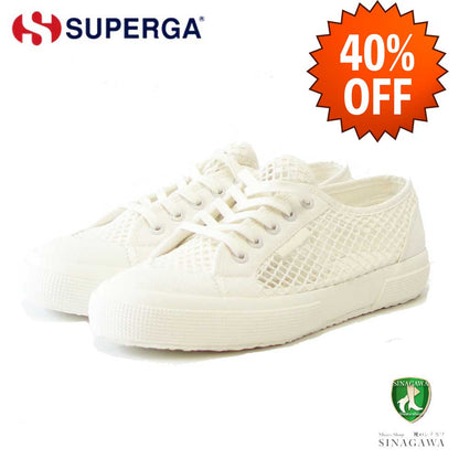 【SALE 40%OFF】 スペルガ SUPERGA 2294-MESH（レディース）トータル ホワイト  (2s6118dwa4p)  ナチュラルなキャンバススニーカー  レース メッシュ「靴」