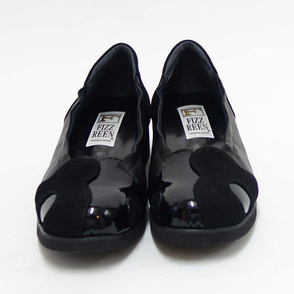 フィズリーン FIZZ REEN  3010 ブラック（レディース） 快適EEEEのウェッジパンプス（日本製） スリッポン ウェッジシューズ 4E レザーシューズ コンフォート ウォーキング タウン カジュアル「靴」