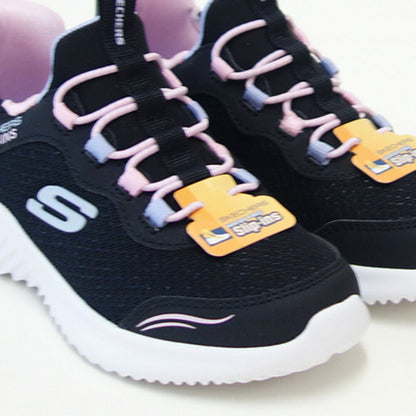 スケッチャーズSKECHERSBOUNDERシンプルキュート303585LBLKブラック（ガールズ）メッシュ人工繊維スニーカーハンズフリー子供靴「靴」