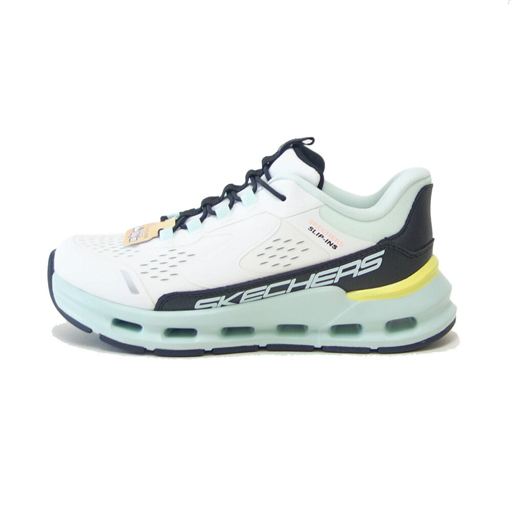 スケッチャーズ SKECHERS GLIDE-STEP ビスタ レーン 303654L WBTQ ホワイト/ターコイズ （ガールズ）メッシュ 人工繊維 スニーカー ハンズフリー 子供靴  「靴」