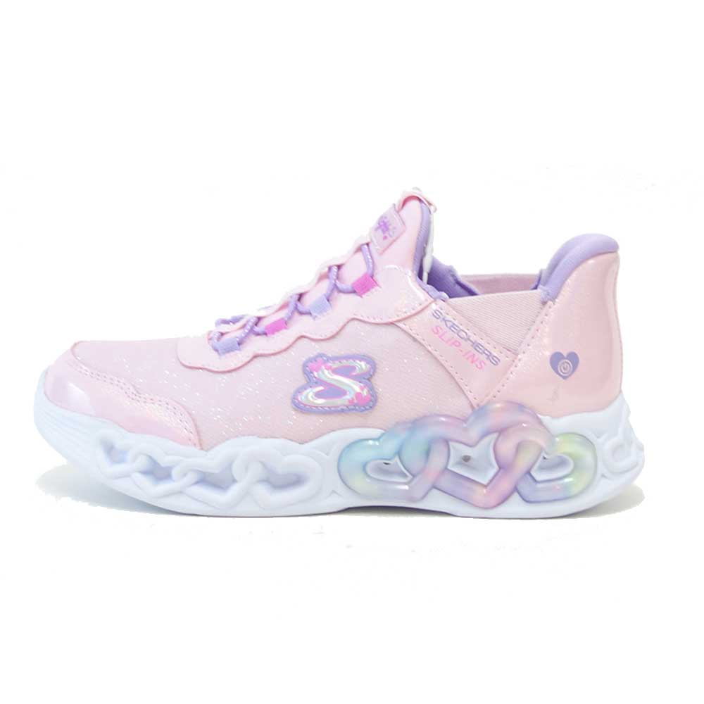 スケッチャーズSKECHERSインフィニットハートライツ303735LLPMTライトピンク/マルチ（キッズ）メッシュ人工繊維スニーカーハンズフリー子供靴「靴」