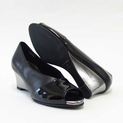 フィズリーン FIZZ REEN  3418 ブラック（レディース） 快適EEEのオープントゥウェッジパンプス（日本製）「靴」 母の日 おすすめ ギフト