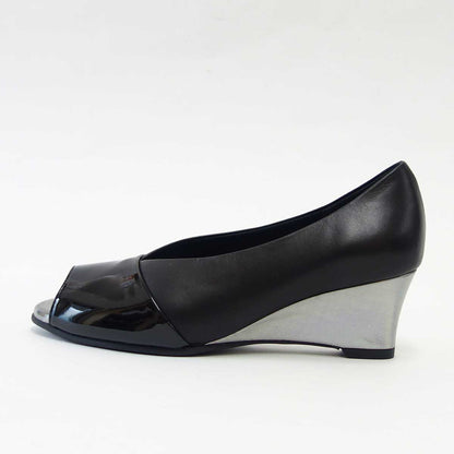 フィズリーン FIZZ REEN  3418 ブラック（レディース） 快適EEEのオープントゥウェッジパンプス（日本製）「靴」 母の日 おすすめ ギフト