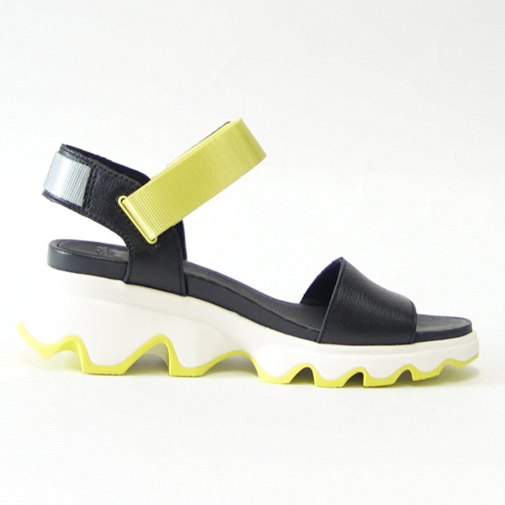 【SALE 40%OFF】 ソレル SOREL NL 3567（レディース サンダル） キネティックサンダル：ブラック / Sea Salt (012)   天然皮革 アンクルストラップ サンダル ウェッジヒール「靴」