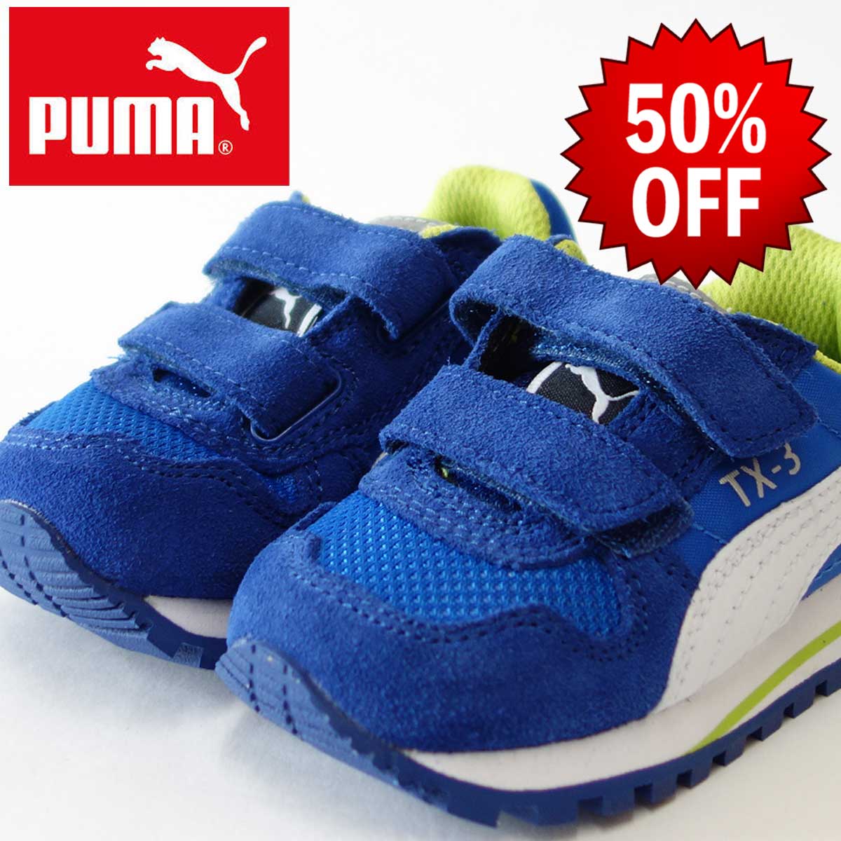 【SALE 50%OFF】 PUMA プーマ 357313  TX-3 V キッズ カラー：puma royal-white 「靴」子供「靴」