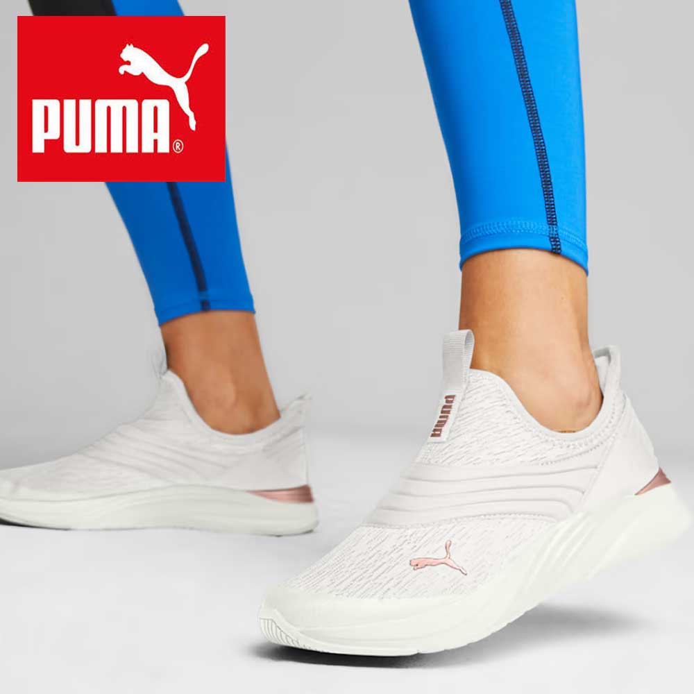 PUMA プーマ ソフトライド ソフィア 2 スリッポン モルテン メタル  37878902 Warm White-Rose Gold （レディース） ローカットシューズ ウォーキング ランニング トレーニング ジム メッシュ スニーカー「靴」