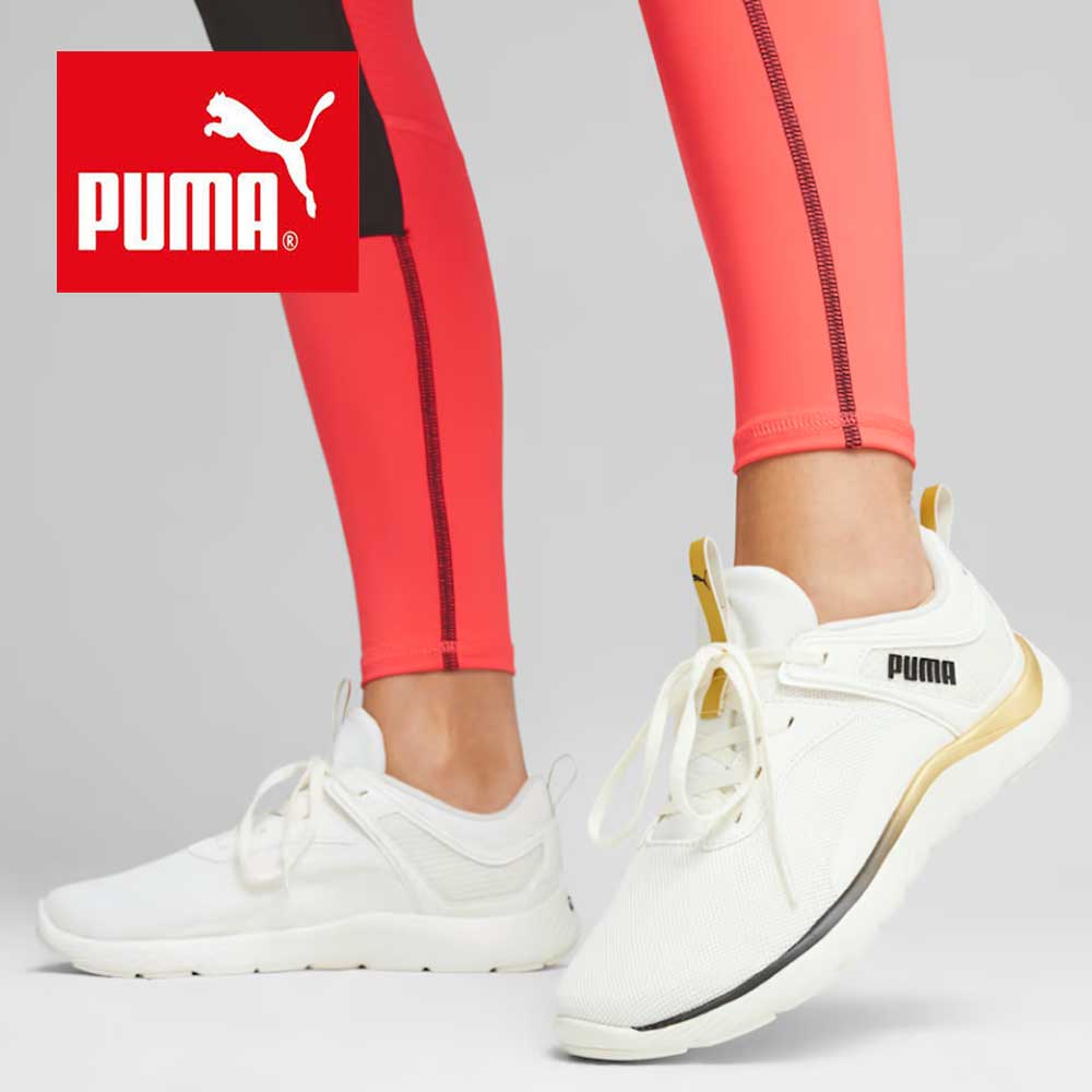 PUMA プーマ ソフトライド レミ モルテン メタル  37884802 ホワイト／ゴールド （レディース）SOFTRIDE REMI MOLTEN METAL ローカットシューズ ウォーキング ランニング トレーニング ジム メッシュ スニーカー「靴」