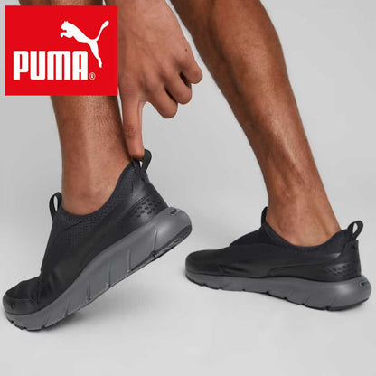 プーマ PUMA SOFTRIDE フレックス スリップ オン ワイド 37935002 ブラック／ダークグレー（メンズ） 幅広 ローカット スリッポン ウォーキング スニーカー「靴」