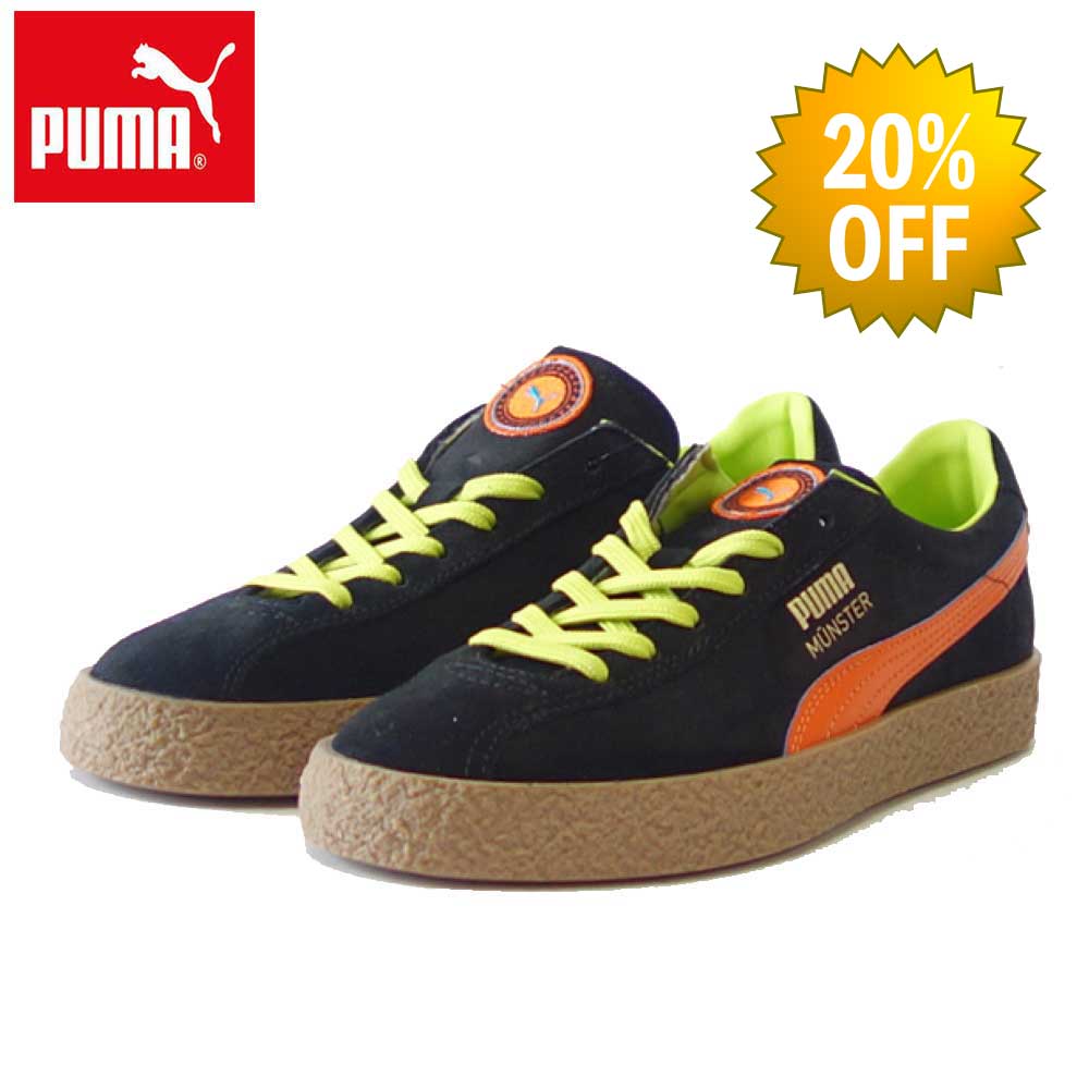 【SALE 20%OFF】 プーマ PUMA ミュンスター プーマ レジェンド 38421901 ブラック / Vibrant Orange （ユニセックス）スエードレザー ローカット レディース スニーカー メンズ「靴」