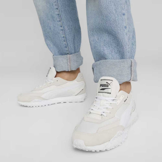 プーマPUMAユニセックスブラックトップライダースニーカー39272501WarmWhite-PUMAWhiteスエードレザーローカットスニーカーウォーキング「靴」