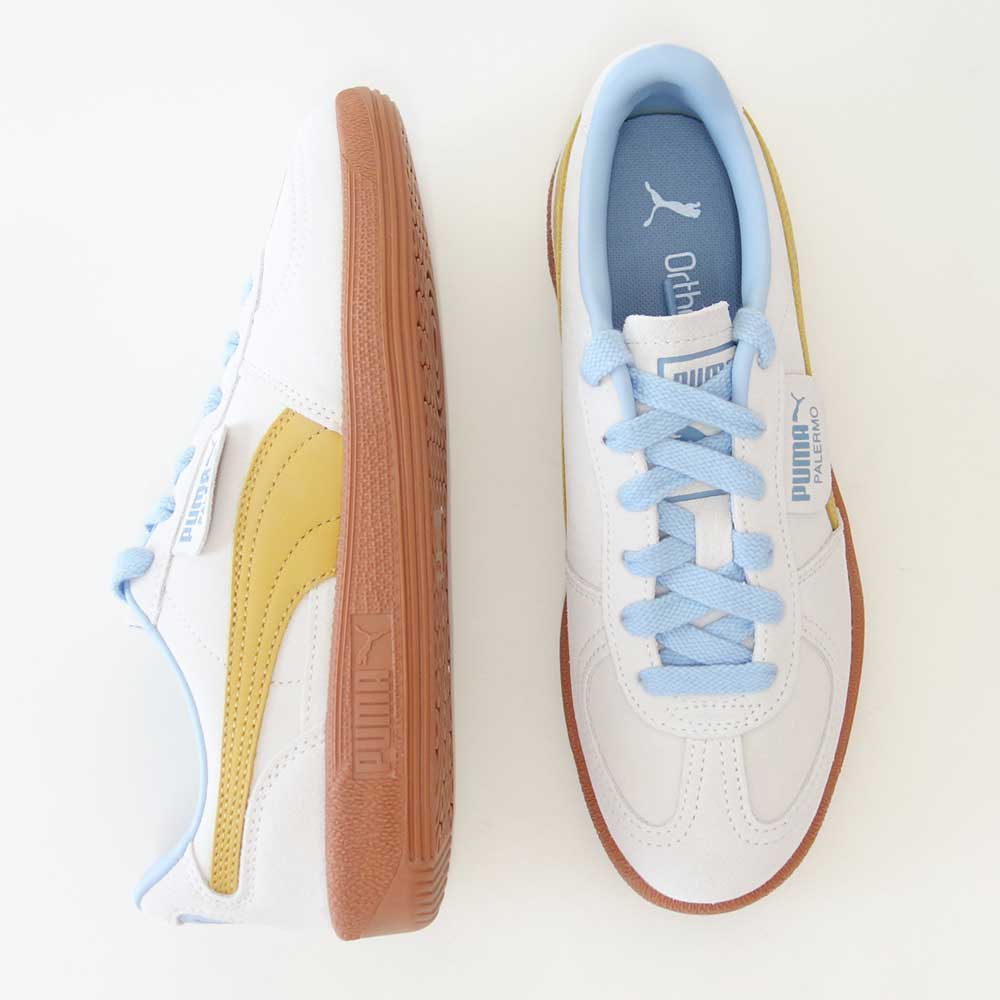 プーマPUMAユニセックスパレルモスニーカー39646362WarmWhite-ArchiveGold（レディース）スエードレザーローカットスニーカーウォーキング「靴」
