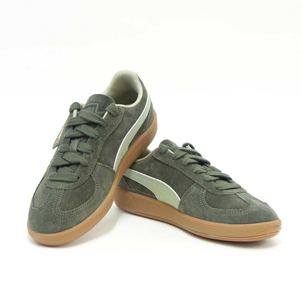 プーマPUMAユニセックスパレルモレザースニーカー39646380DarkOlive-LuxArmy（レディース）スエードレザーローカットスニーカーウォーキング「靴」