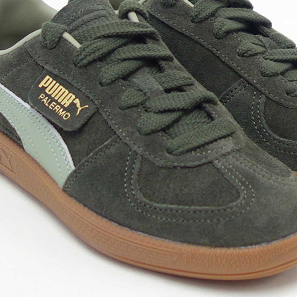 プーマPUMAユニセックスパレルモレザースニーカー39646380DarkOlive-LuxArmy（レディース）スエードレザーローカットスニーカーウォーキング「靴」
