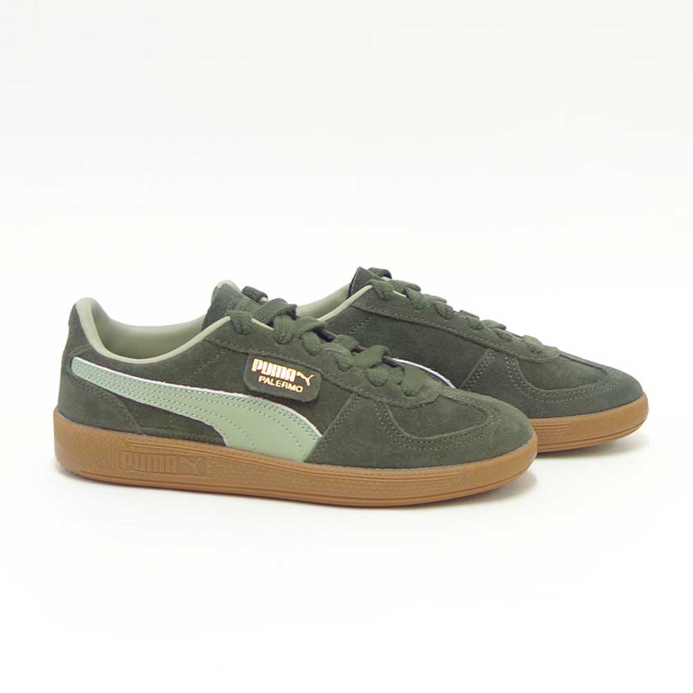 プーマPUMAユニセックスパレルモレザースニーカー39646380DarkOlive-LuxArmy（レディース）スエードレザーローカットスニーカーウォーキング「靴」
