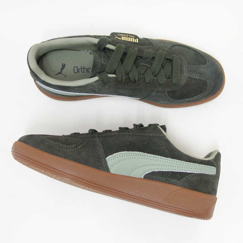 プーマPUMAユニセックスパレルモレザースニーカー39646380DarkOlive-LuxArmy（レディース）スエードレザーローカットスニーカーウォーキング「靴」