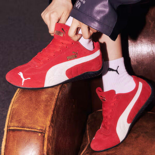 プーマPUMAスピードキャットOG39884602ForAllTimeRed-PUMAWhite（ユニセックス）スエード天然皮革ローカットスニーカー赤レッドストリートカジュアル「靴」