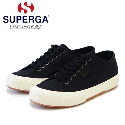 スペルガ SUPERGA 2750 OG（ユニセックス）BLACK-WHITE AVORIO  (3a3111twahu)  ナチュラルなキャンバススニーカー  「靴」