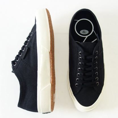 スペルガ SUPERGA 2750 OG（ユニセックス）BLACK-WHITE AVORIO  (3a3111twahu)  ナチュラルなキャンバススニーカー  「靴」